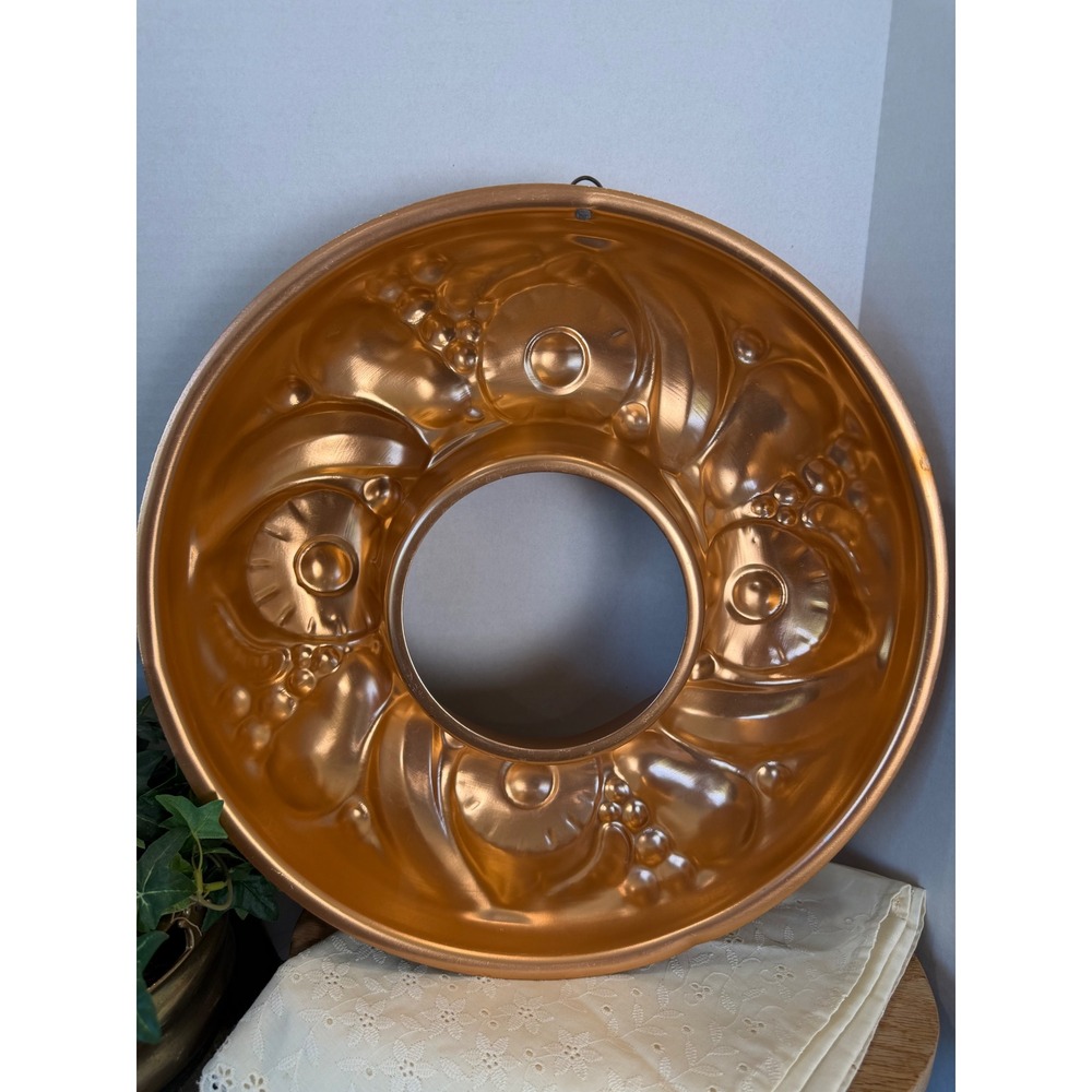 Vintage Copper Jello Mold Cake Pan‎ Wall Decor Embossed Fruit Farmhouse